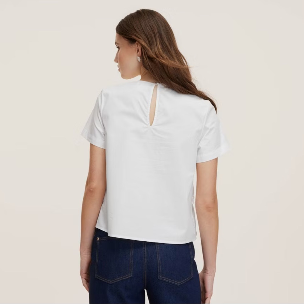 M - Kate spade x target White Ruffle ribbon short sleeve Top - Picture 5 of 5